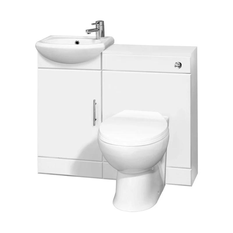 Nuie Sienna Cloakroom Pack Without Tap Contemporary Gloss White MFC Painted Gloss 820x903x290mm