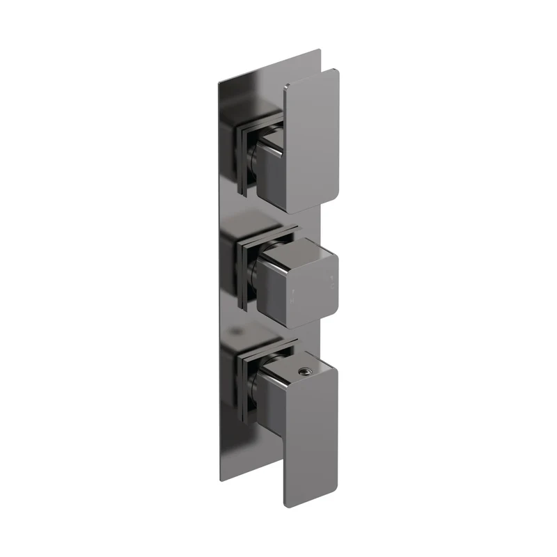Nuie Windon Triple Thermostatic Valve Contemporary Brushed Pewter Brass ABS 280x120x135mm