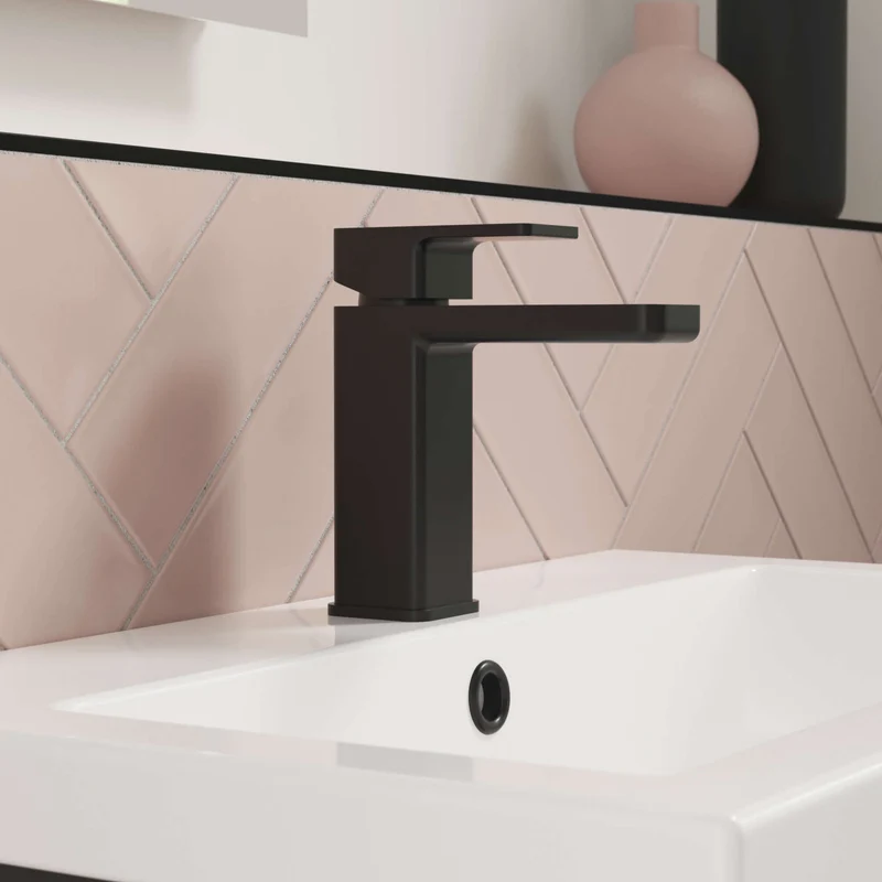 Cape Black Basin Mixer With Push Open Waste