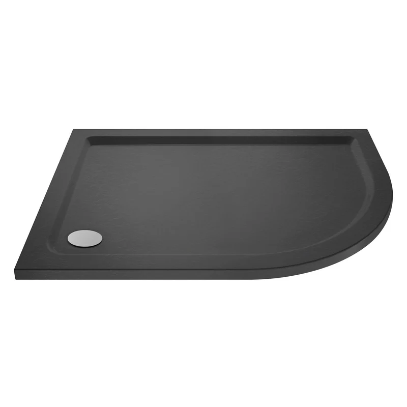 Slate Effect Stone Resin Offset Quadrant Shower Tray & Waste 1000 x 800mm Right Hand