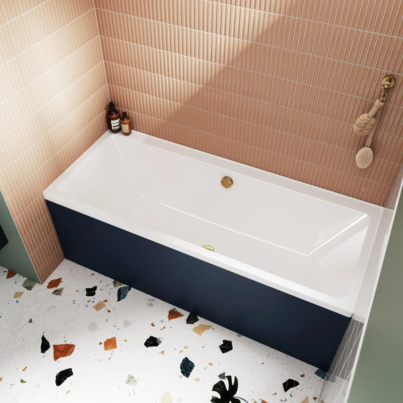 Nuie Linton Thin Edge Single Ended Bath 1800 X 800mm Contemporary White Acrylic