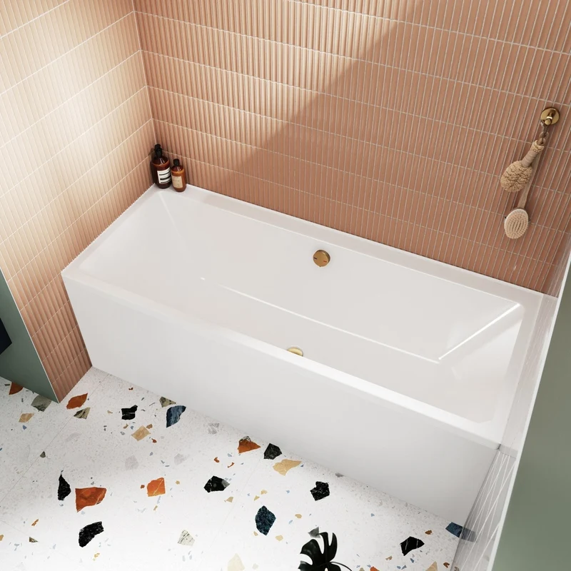Nuie Linton Thin Edge Single Ended Bath 1800 X 800mm Contemporary White Acrylic