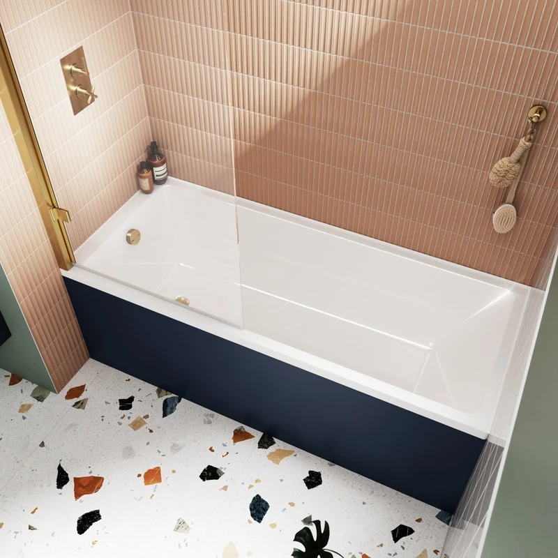 Nuie Linton Thin Edge Single Ended Bath 1700 X 700mm Contemporary White Acrylic