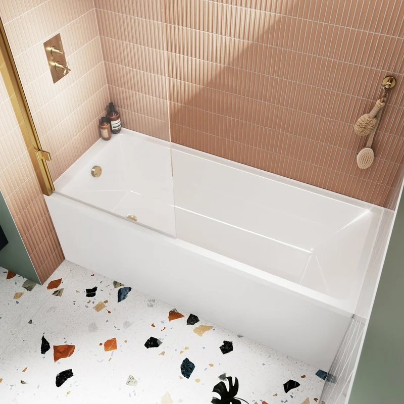 Nuie Linton Thin Edge Single Ended Bath 1700 X 700mm Contemporary White Acrylic