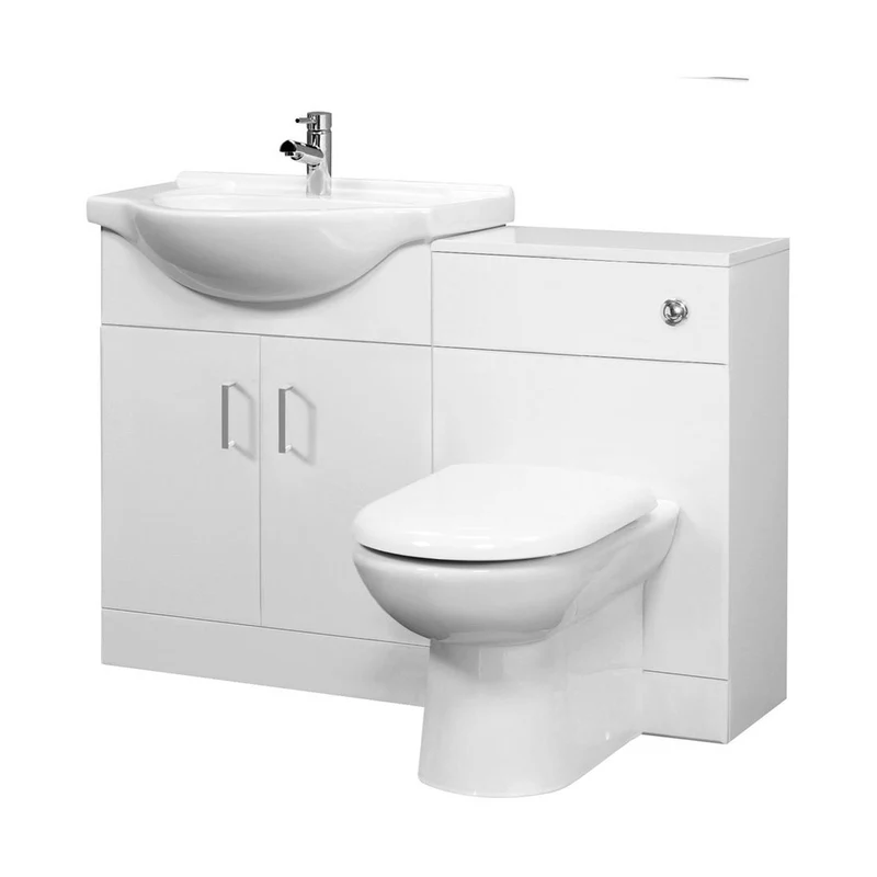 Nuie Saturn Furniture Pack With Round Basin Contemporary Gloss White MFC Painted Gloss 836x1050x430mm