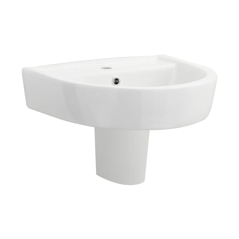 Nuie Provost 520mm Basin & Semi Pedestal Contemporary White Vitreous China 450x520x450mm