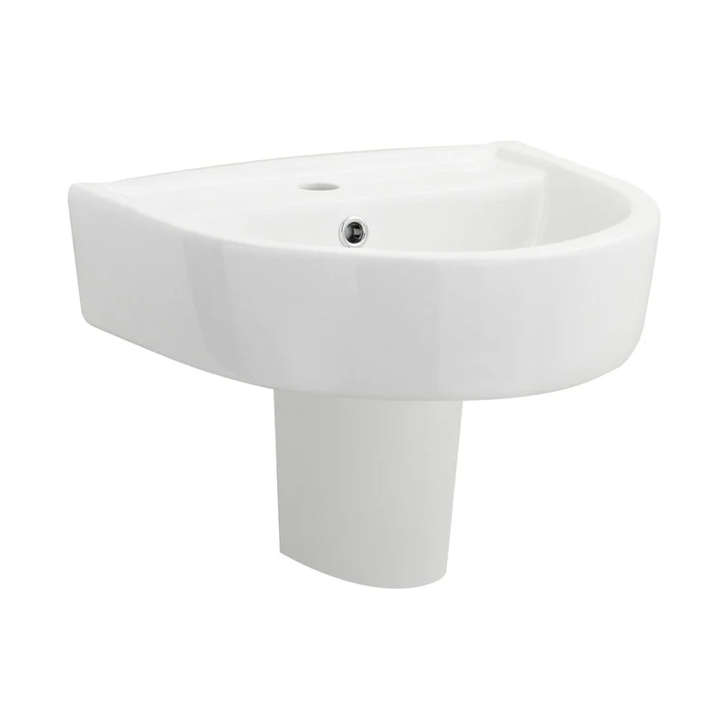 Nuie Provost 420mm Basin & Semi Pedestal Contemporary White Vitreous China 450x420x380mm