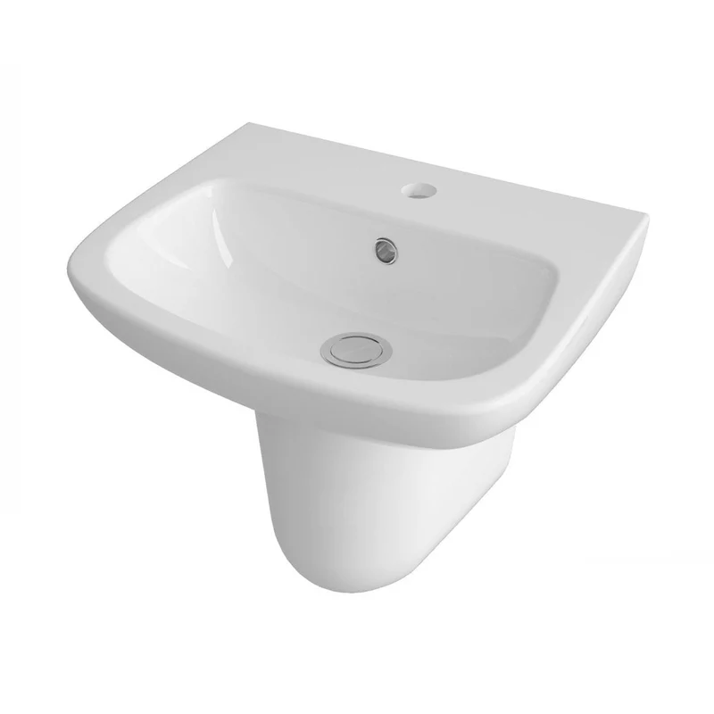 Nuie Ambrose 500mm Basin & Semi Pedestal Contemporary White Vitreous China 415x500x400mm