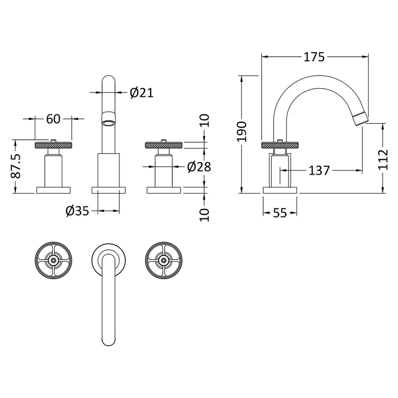 Hudson Reed Revolution 3 Tap Hole Basin Mixer - Chrome
