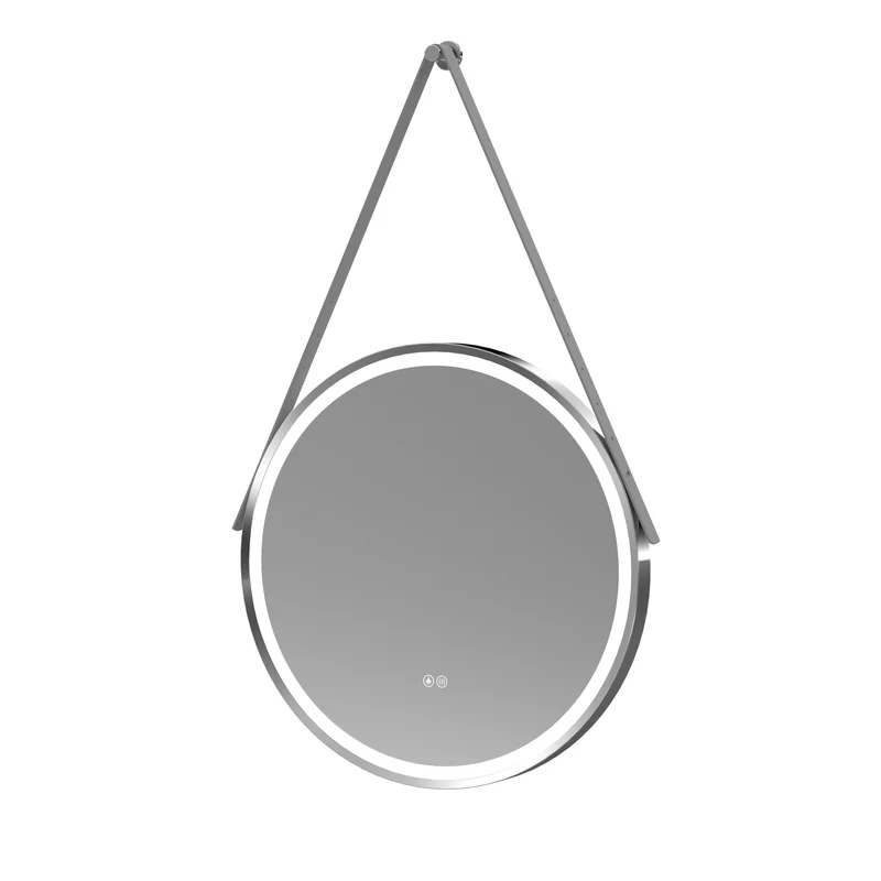 Hudson Reed Salana Chrome Framed LED Touch Sensor Mirror With Grey Strap & De-Mister - 600 x 600mm