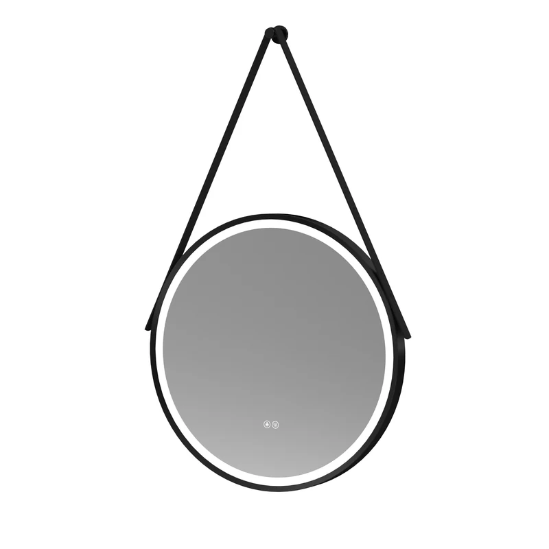 Hudson Reed Salana Black Framed LED Touch Sensor Mirror With Black Strap & De-Mister - 600 x 600mm