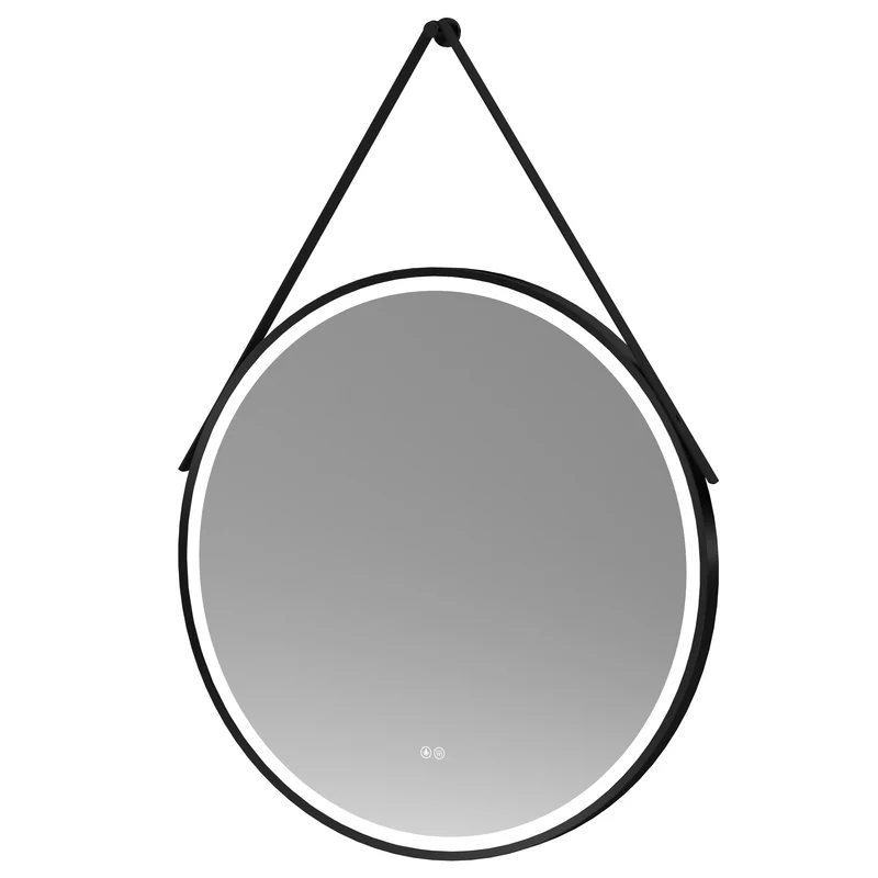 Hudson Reed Salana Black Framed LED Touch Sensor Mirror With Black Strap & De-Mister - 800 x 800mm