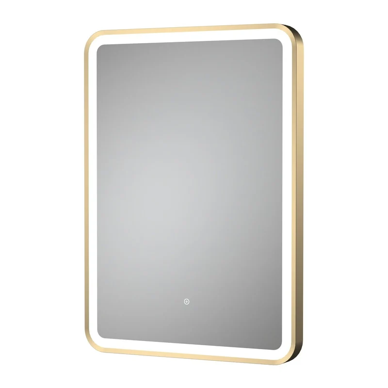 Hudson Reed Hydrus Brushed Brass Framed LED Touch Sensor Mirror With De-Mister - 700 x 500mm