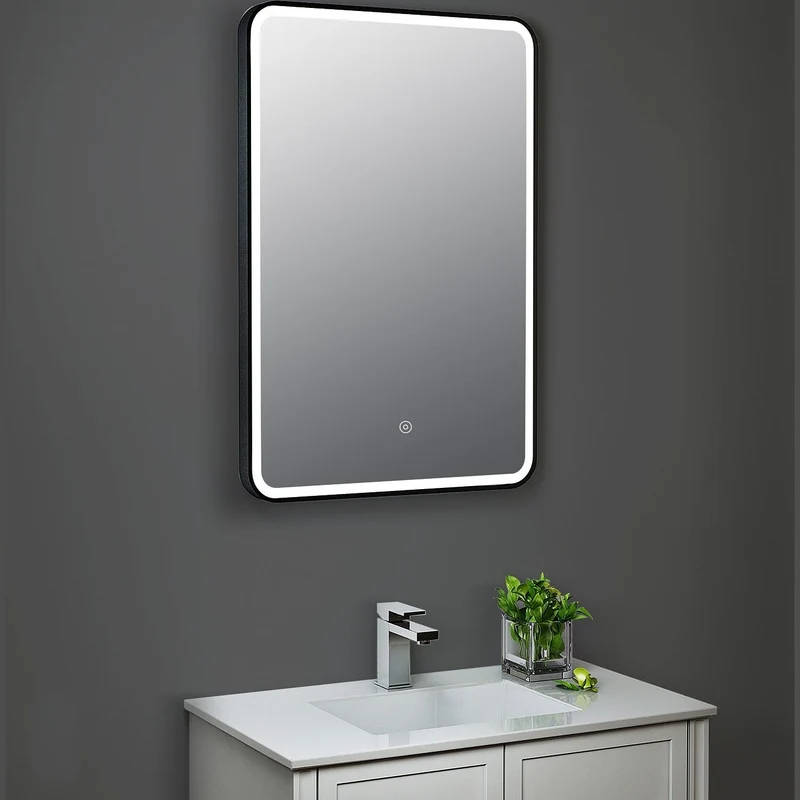 Hudson Reed Hydrus Black Framed LED Touch Sensor Mirror With De-Mister - 700 x 500mm