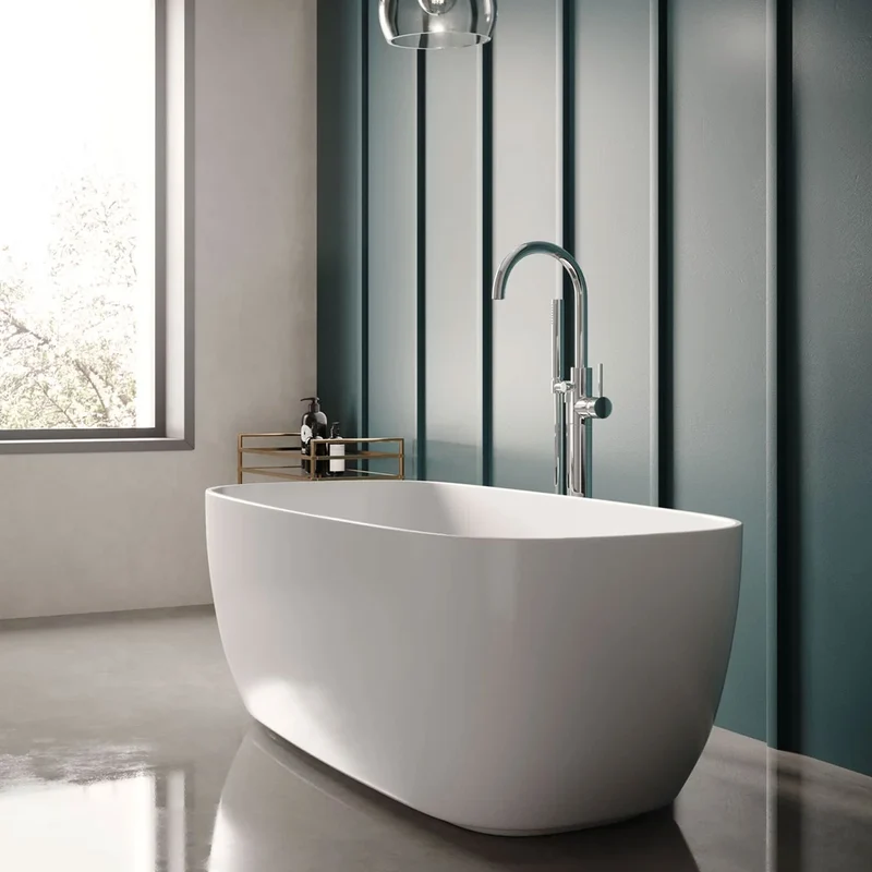 Hudson Reed Bella Square Freestanding Solid Cian Bath 1495 x 720mm - Silk Matt