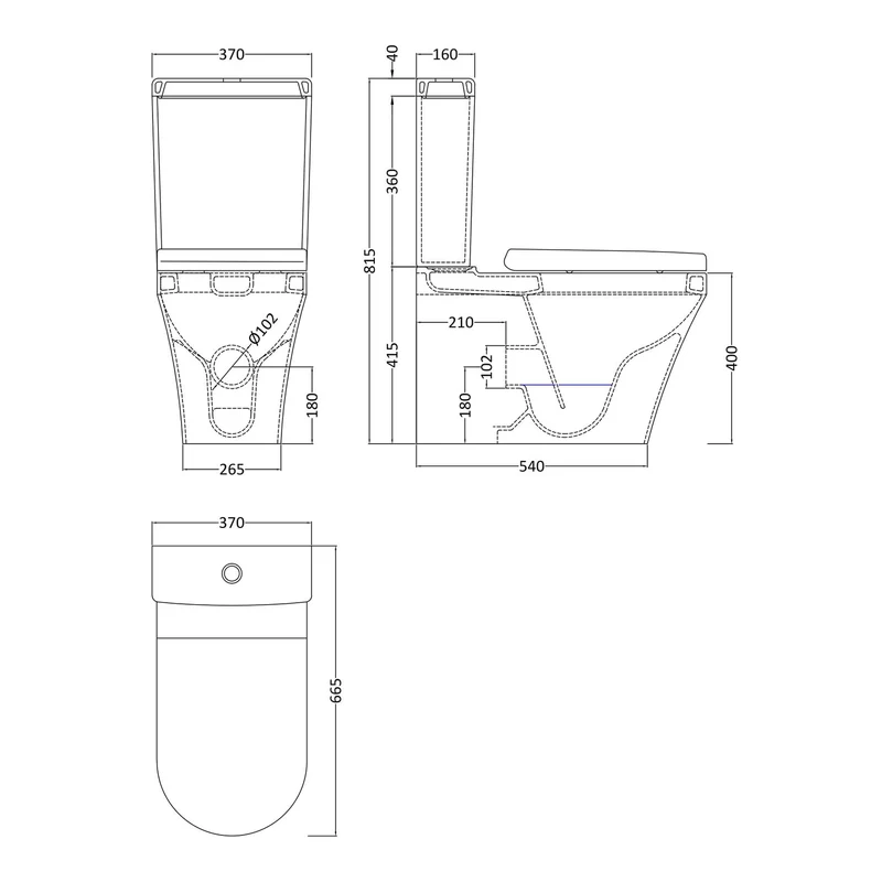 Hudson Reed Luna Close Coupled Flush To Wall Toilet & Soft Close Seat