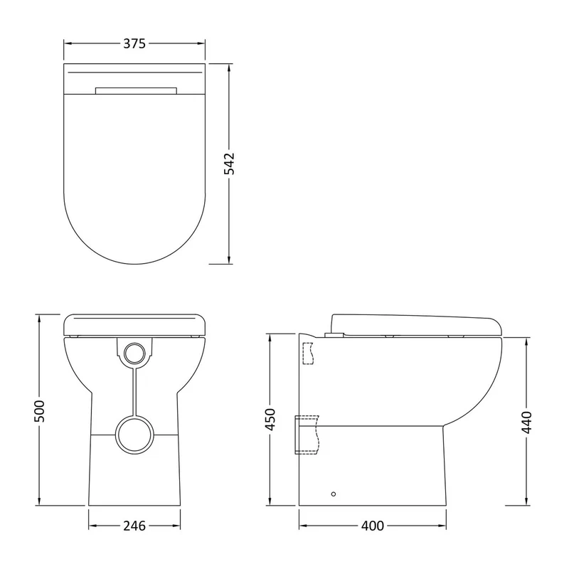 Hudson Reed D Shape Comfort Height Back To Wall Toilet & Soft Close Seat