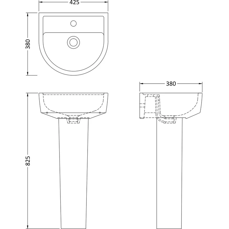 Hudson Reed Luna 420mm Basin & Full Pedestal