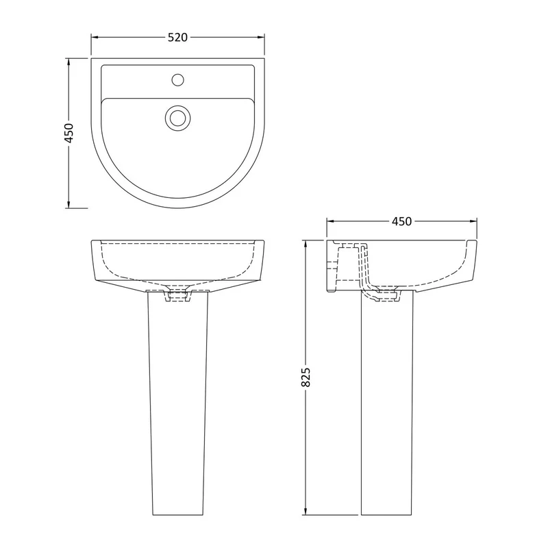 Hudson Reed Luna 520mm Basin & Full Pedestal