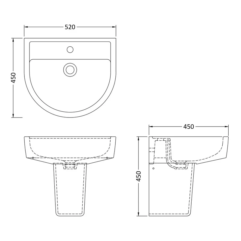 Hudson Reed Luna 520mm Basin & Semi Pedestal