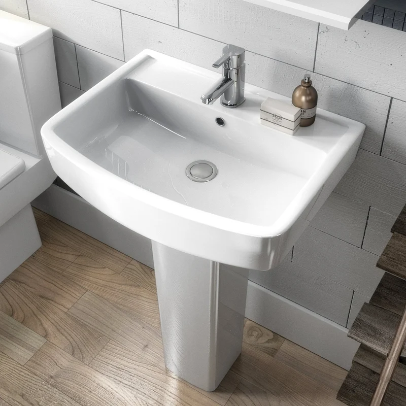 Nuie Bliss 520mm Basin & Semi Pedestal Contemporary White Vitreous China 450x520x420mm
