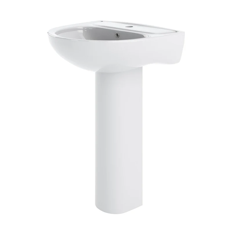 Nuie Lawton 550mm Basin & Pedestal Contemporary White Vitreous China 850x550x480mm