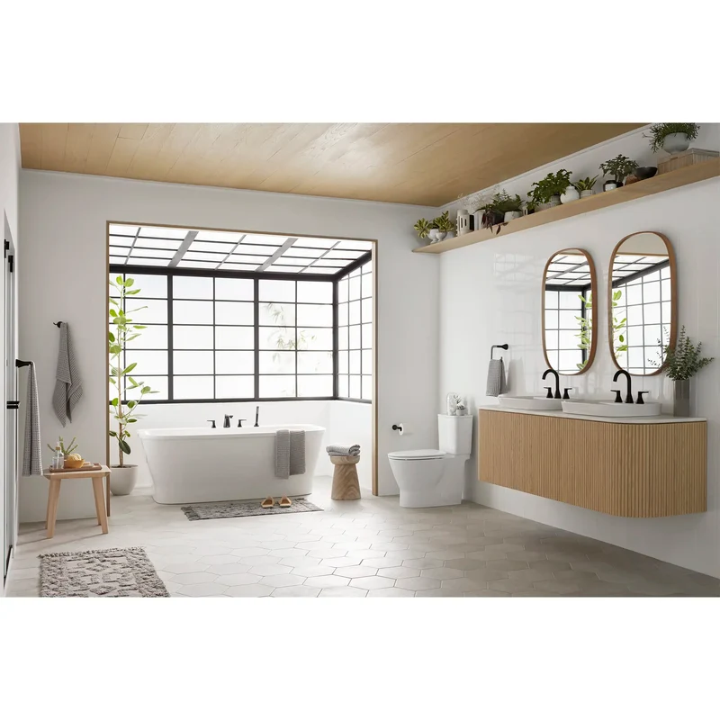 Aspirations - baignoire autoportante 68 x 34 pouces avec drain et trop-plein blancs