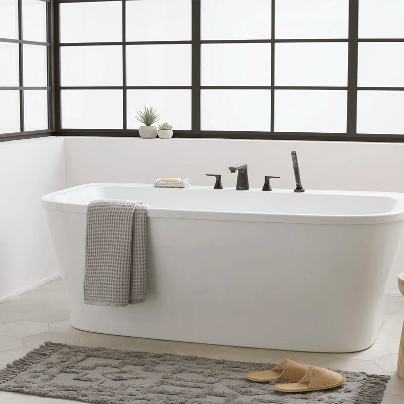 Aspirations - baignoire autoportante 68 x 34 pouces avec drain et trop-plein blancs