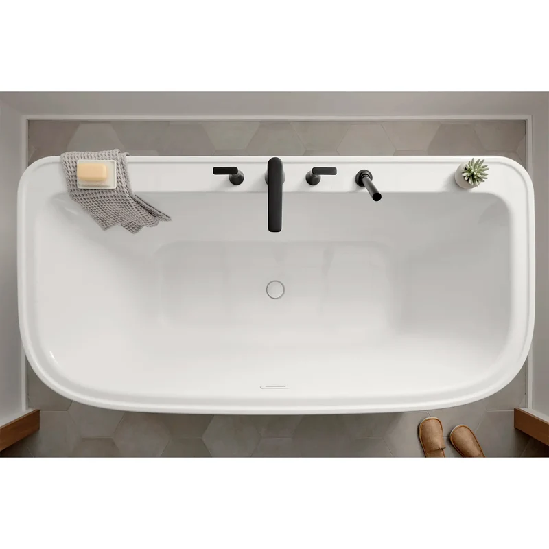 Aspirations - baignoire autoportante 68 x 34 pouces avec drain et trop-plein blancs