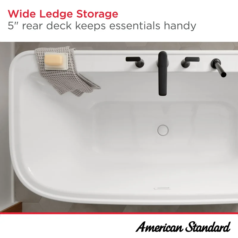 Aspirations - baignoire autoportante 68 x 34 pouces avec drain et trop-plein blancs