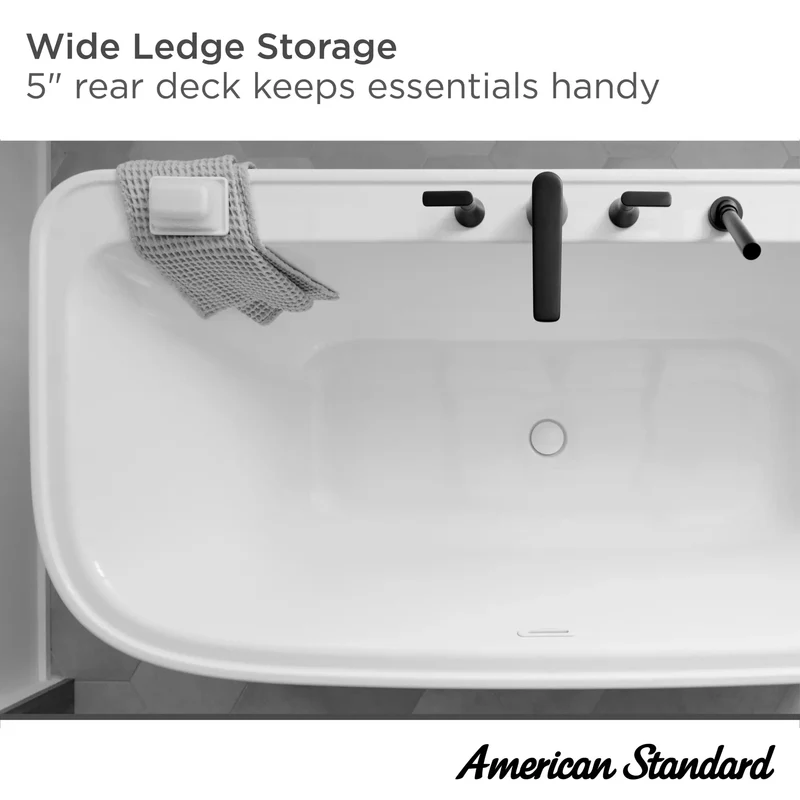 Aspirations - baignoire autoportante 68 x 34 pouces avec drain et trop-plein blancs