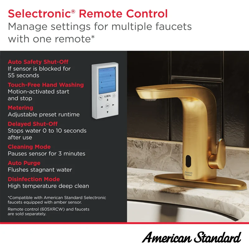 NextGen Selectronic® - robinet sans contact, alimentation à pile avec butée de sécurité SmarTherm + ADM, 0,5 gpm/1,9 L/min