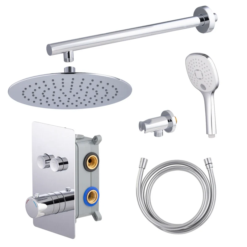 Kit colonne de douche encastrable thermostatique chromée