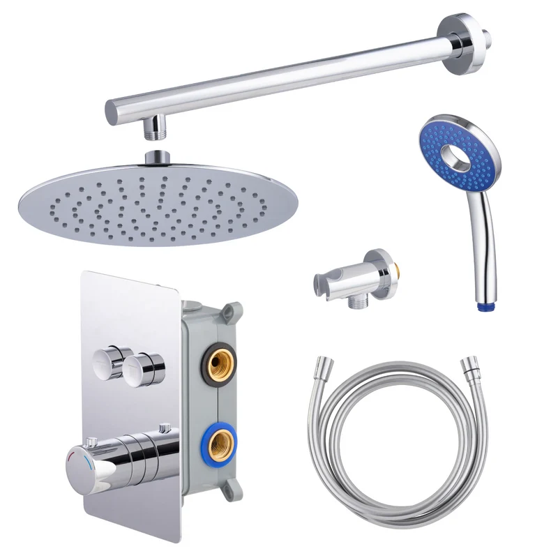 Kit colonne de douche encastrable thermostatique chromée