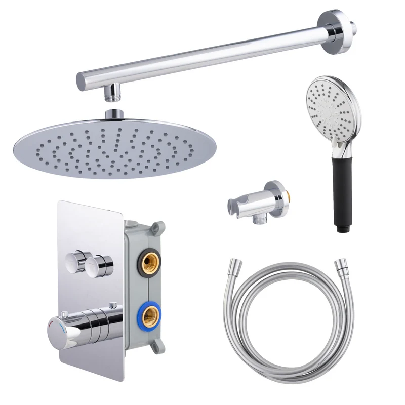 Kit colonne de douche encastrable thermostatique chromée