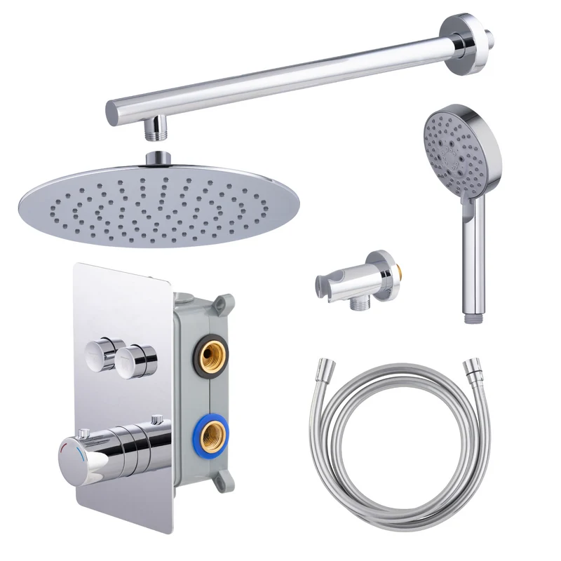Kit colonne de douche encastrable thermostatique chromée