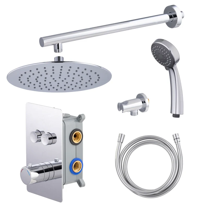 Kit colonne de douche encastrable thermostatique chromée