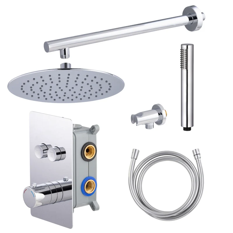 Kit colonne de douche encastrable thermostatique chromée