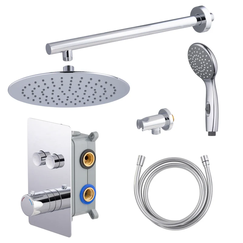 Kit colonne de douche encastrable thermostatique chromée