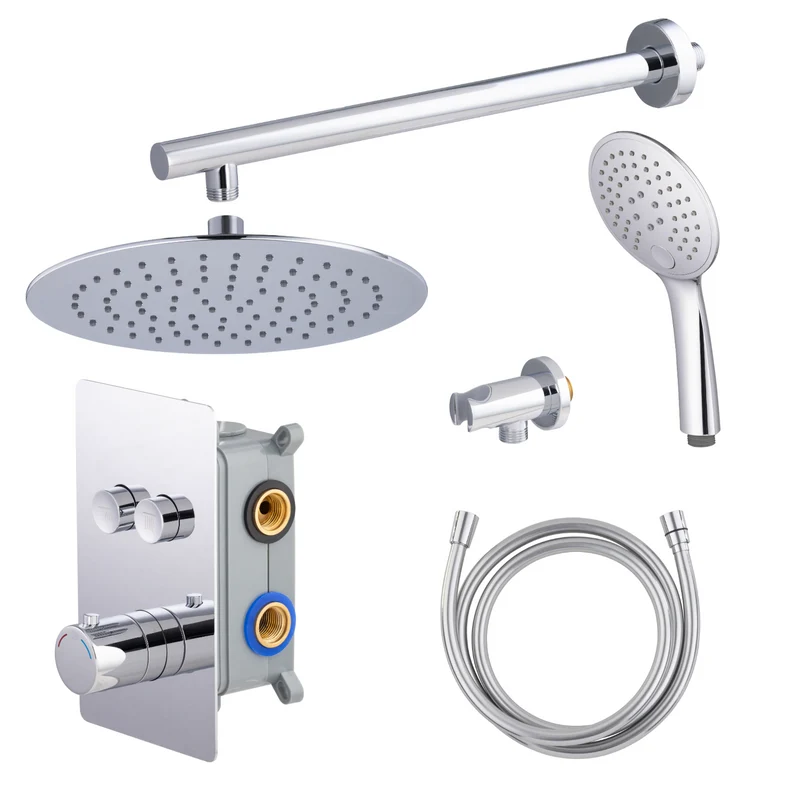 Kit colonne de douche encastrable thermostatique chromée