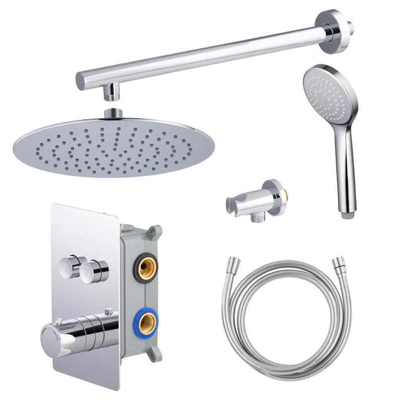 Kit colonne de douche encastrable thermostatique chromée