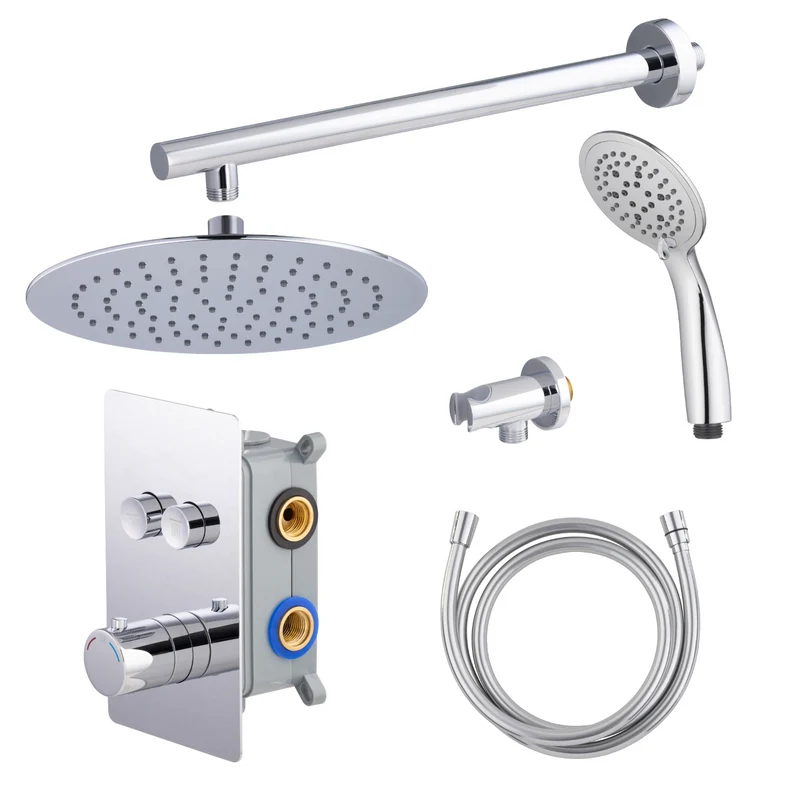 Kit colonne de douche encastrable thermostatique chromée