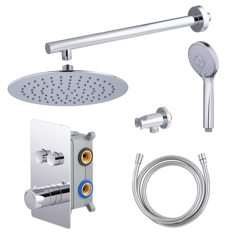 Kit colonne de douche encastrable thermostatique chromée