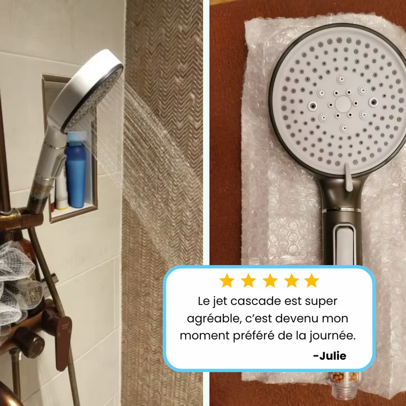 Pommeau de Douche Anti Calcaire Gris