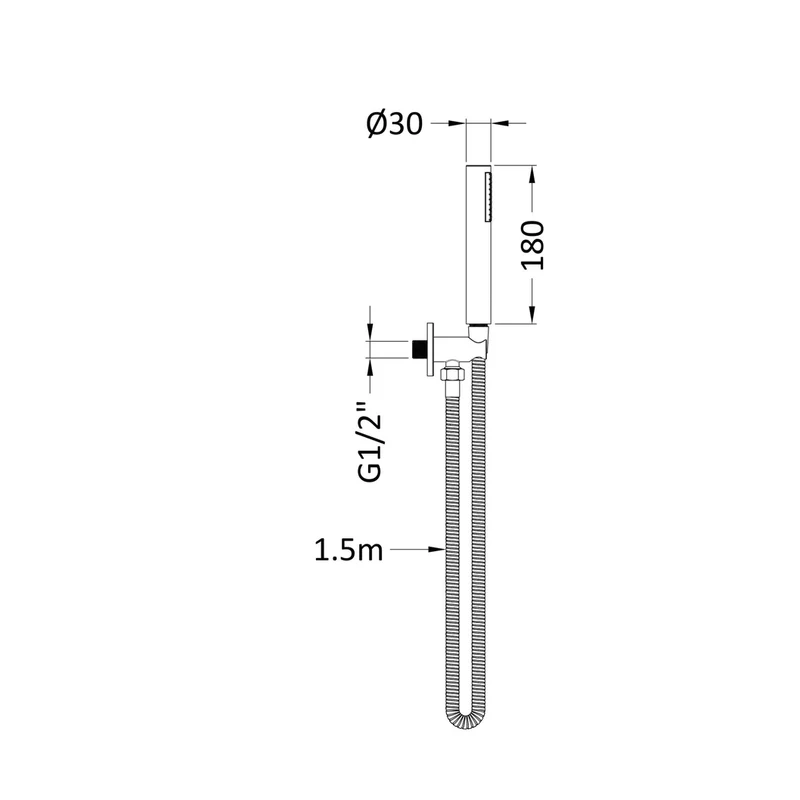 Nuie Hand Held Shower Kits Outlet Elbow, Parking Bracket, Flex And Handset Contemporary Brushed Brass Brass ABS 1230x30x55mm