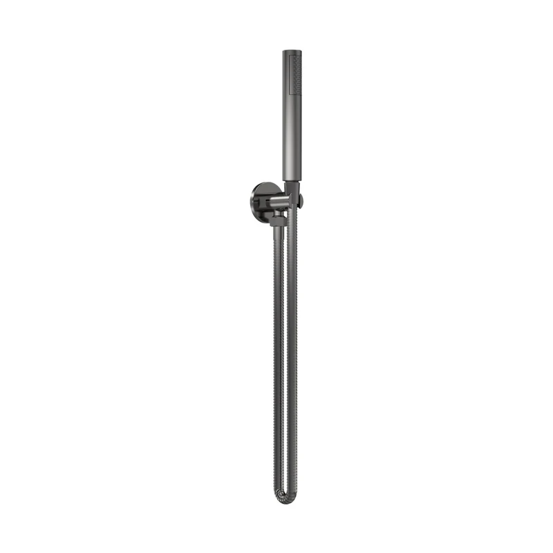Nuie Round Outlet Elbow C/w Parking Bkt & Kit Contemporary Brushed Pewter Brass ABS