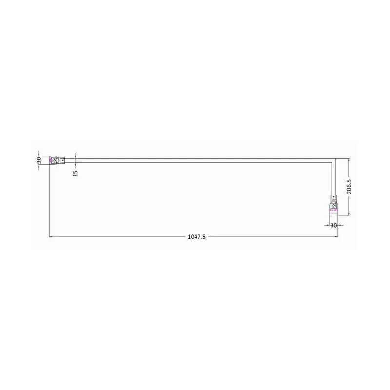 Nuie Wetroom Screen Support Arm Contemporary Chrome Stainless Steel 15x150x1000mm