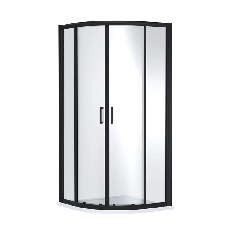 Nuie Lucie 900mm X 900mm Quadrant - Matt Black Contemporary Aluminium,glass 1900x880x880mm
