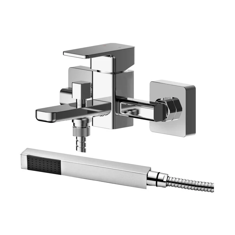 Nuie Windon Wall Mounted Bath Shower Mixer With Kit Contemporary Chrome Brass ABS,plastic 105x180x141mm