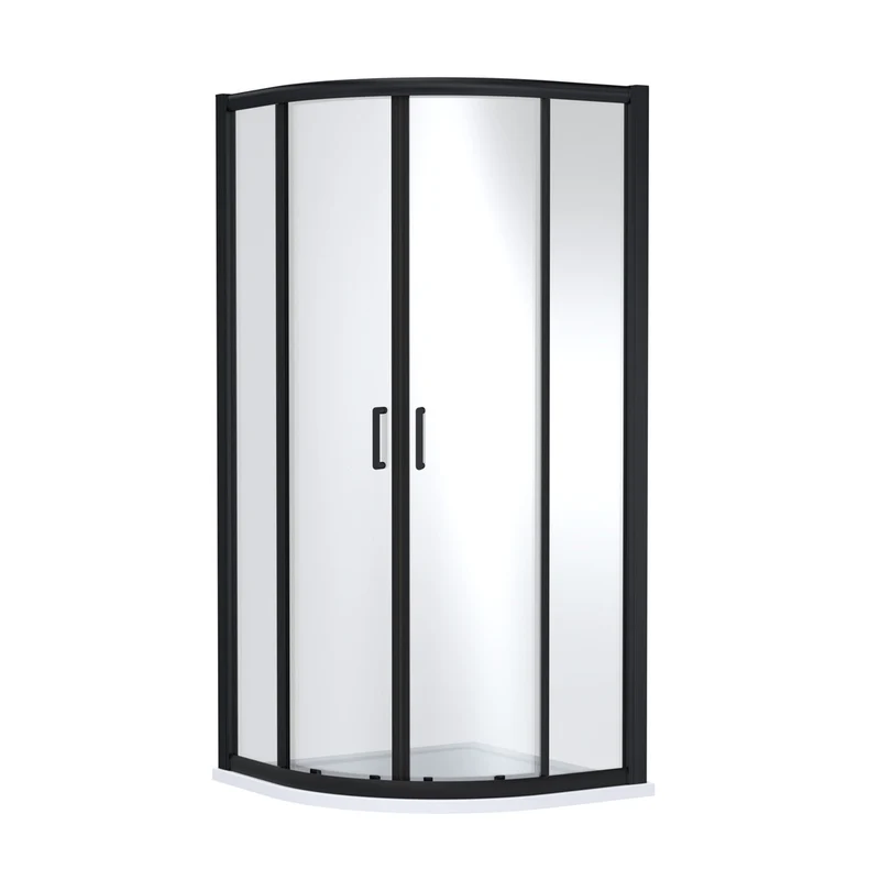 Nuie Lucie 1000mm X 1000mm Quadrant - Matt Black Contemporary Aluminium,glass 1900x980x980mm